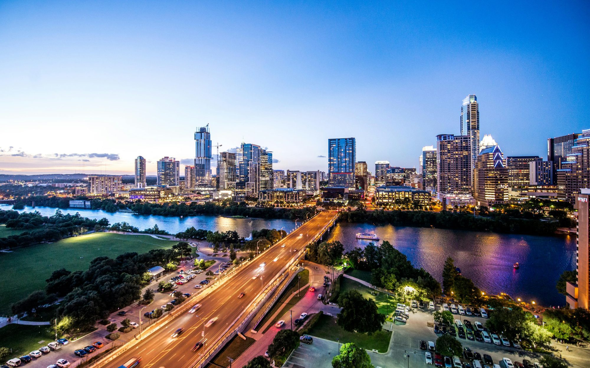 Austin skyline over the river